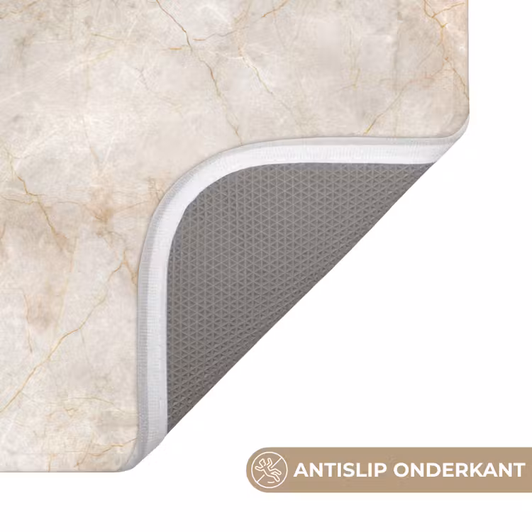 WC Mat - Lichtbeige - Goudbruine Nerven - Marmer — 3