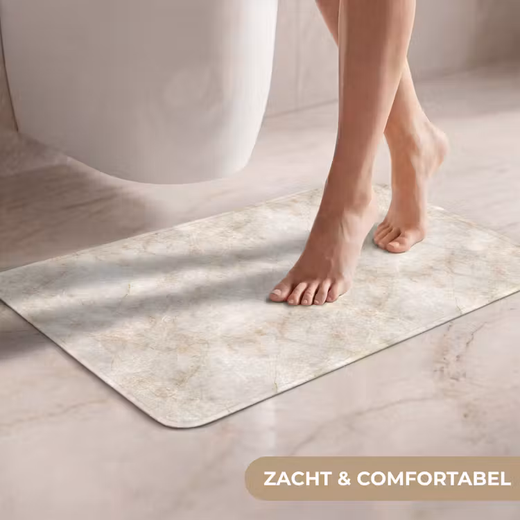 WC Mat - Lichtbeige - Goudbruine Nerven - Marmer — 7