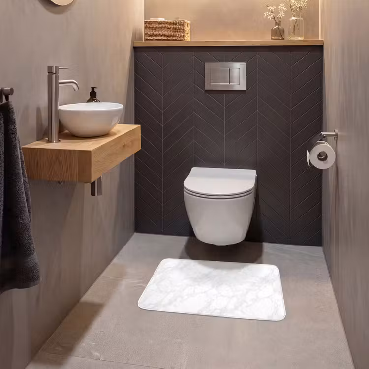 WC Mat - Minimalistisch - Wit - Grijze aders — 2