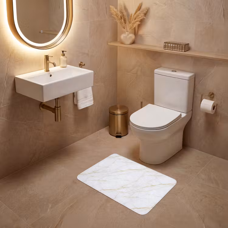 WC Mat - Wit - Marmer - Goud - Luxueus — 4