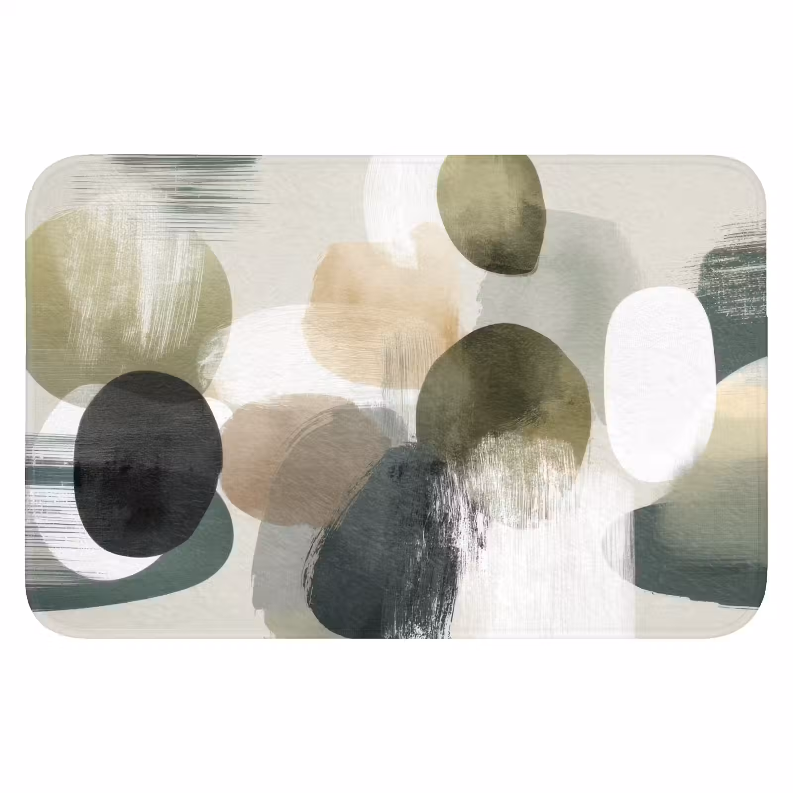 WC Mat - Minimalistisch - Cirkels - Penseelstreken - Beige — 1