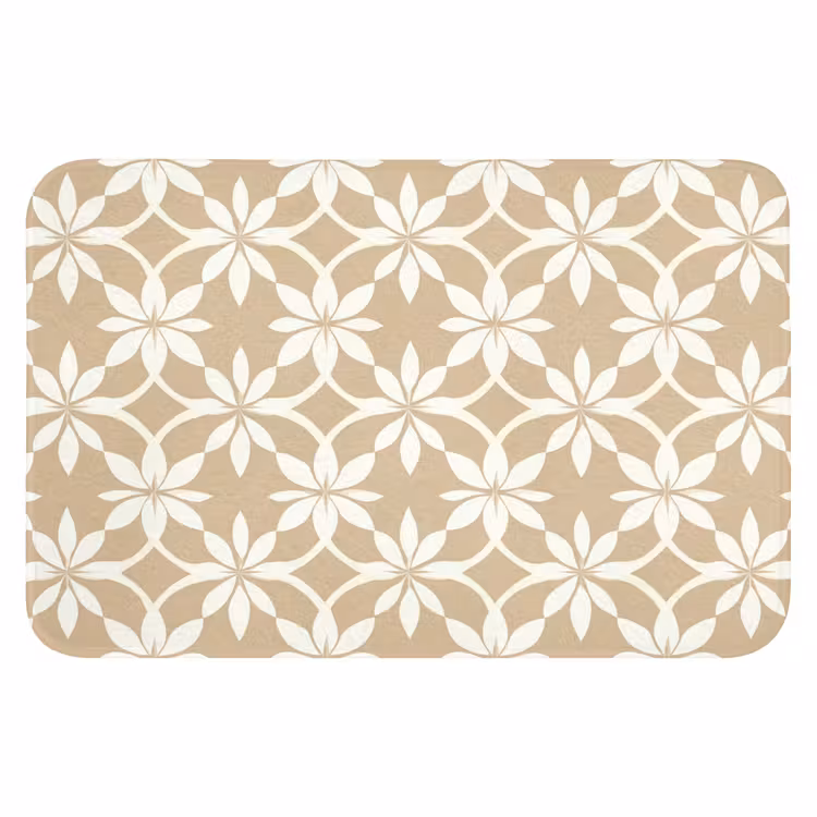 WC Mat - Bloemen - Patroon - Beige — 1