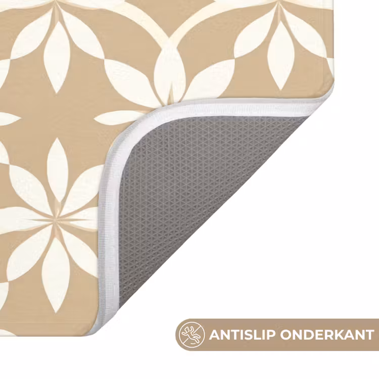 WC Mat - Bloemen - Patroon - Beige — 3