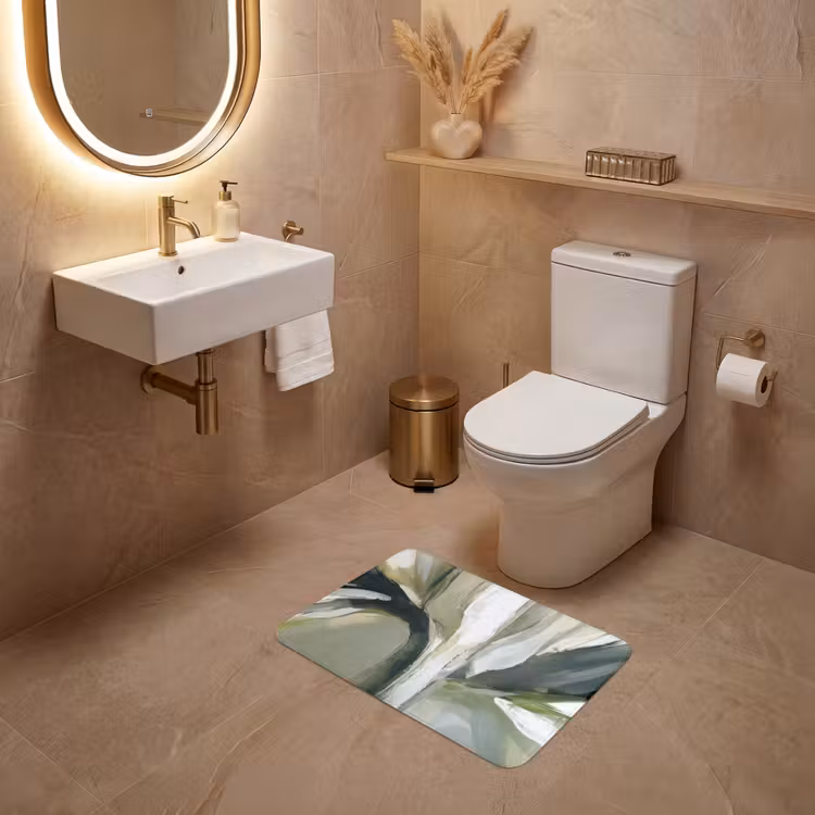 WC Mat - Natuur - Abstract - Groen - Penseelstreken — 4