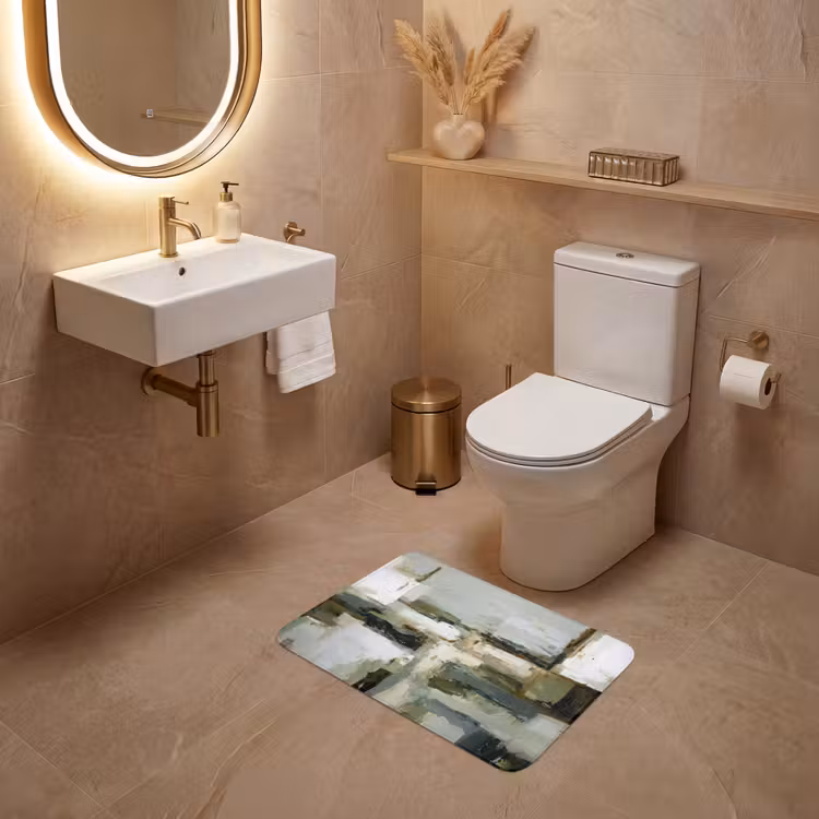 WC Mat - Penseelstreken - Groen - Abstract - Japandi — 4