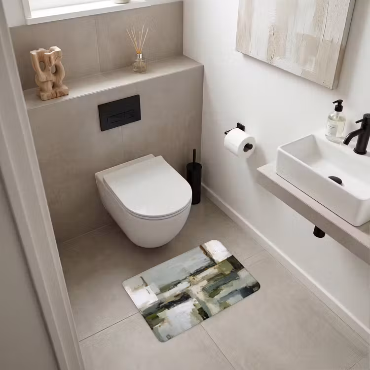 WC Mat - Penseelstreken - Groen - Abstract - Japandi — 6