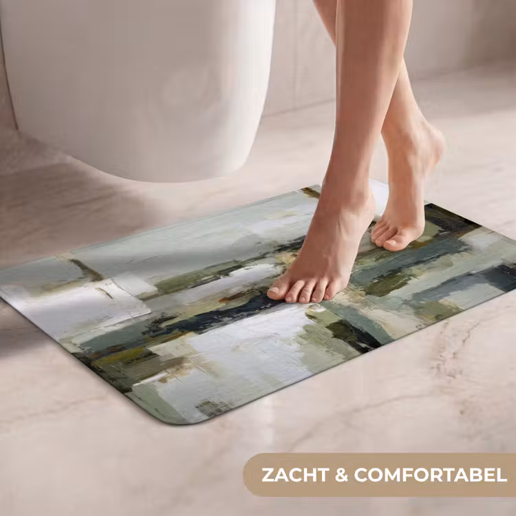 WC Mat - Penseelstreken - Groen - Abstract - Japandi — 7