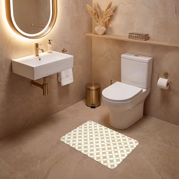 WC Mat - Symmetrisch - Motief - Beige — 4