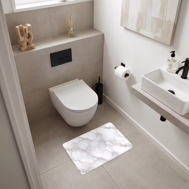 WC Mat - Wit - Marmer - Bruin — 6