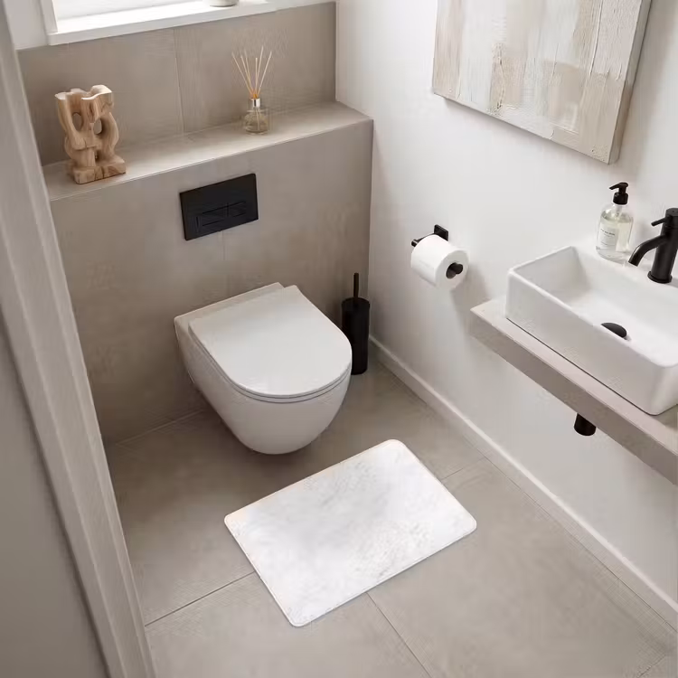 WC Mat - Wit - Marmer - Grijze aders — 6