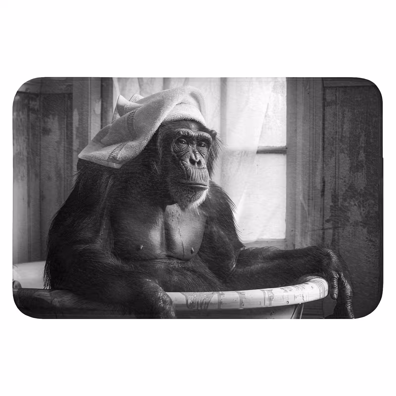 WC Mat - Aap - Dier - Bad - Zwart - Wit - Humor — 1
