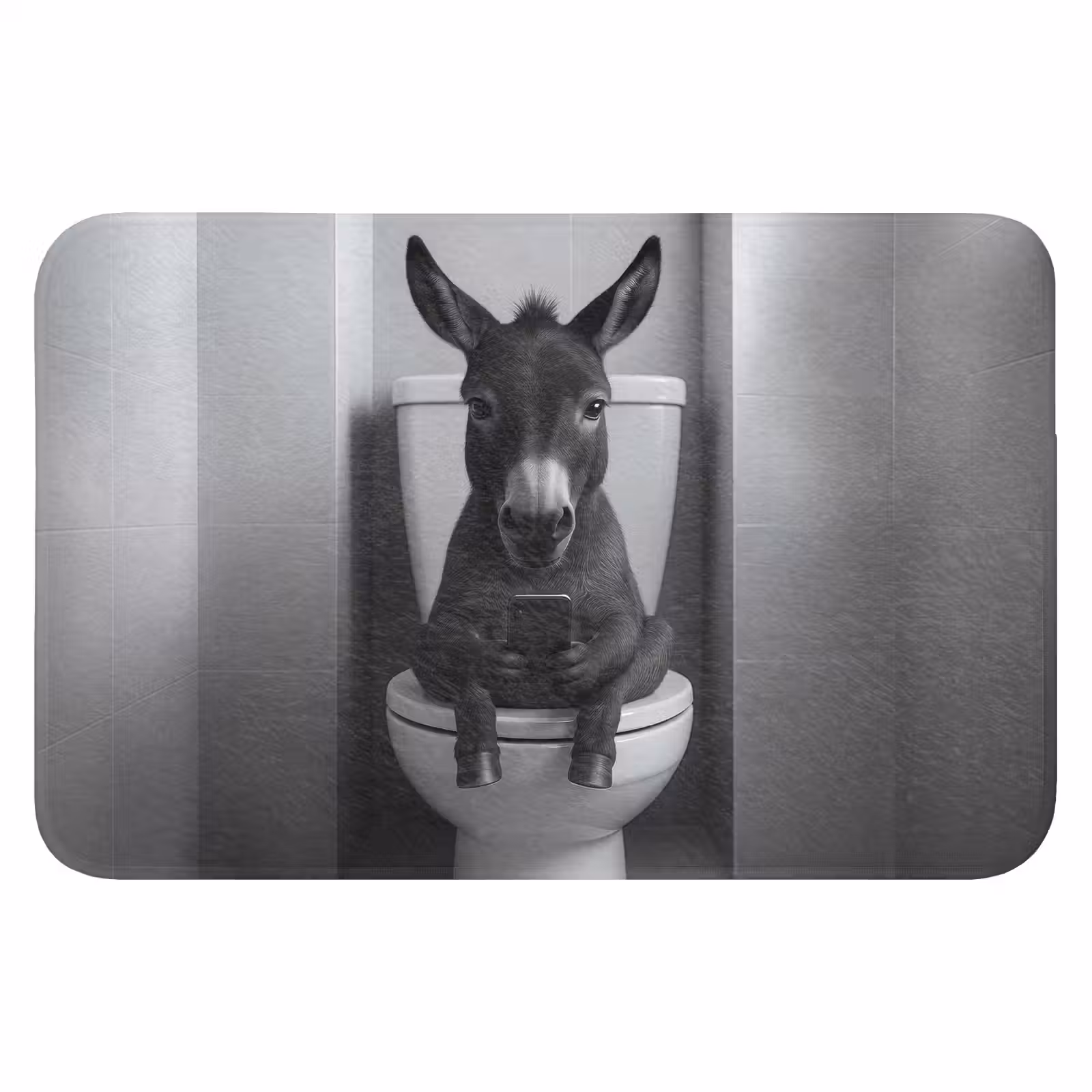 WC Mat - Ezel - Telefoon - Toilet - Zwart - Wit — 1