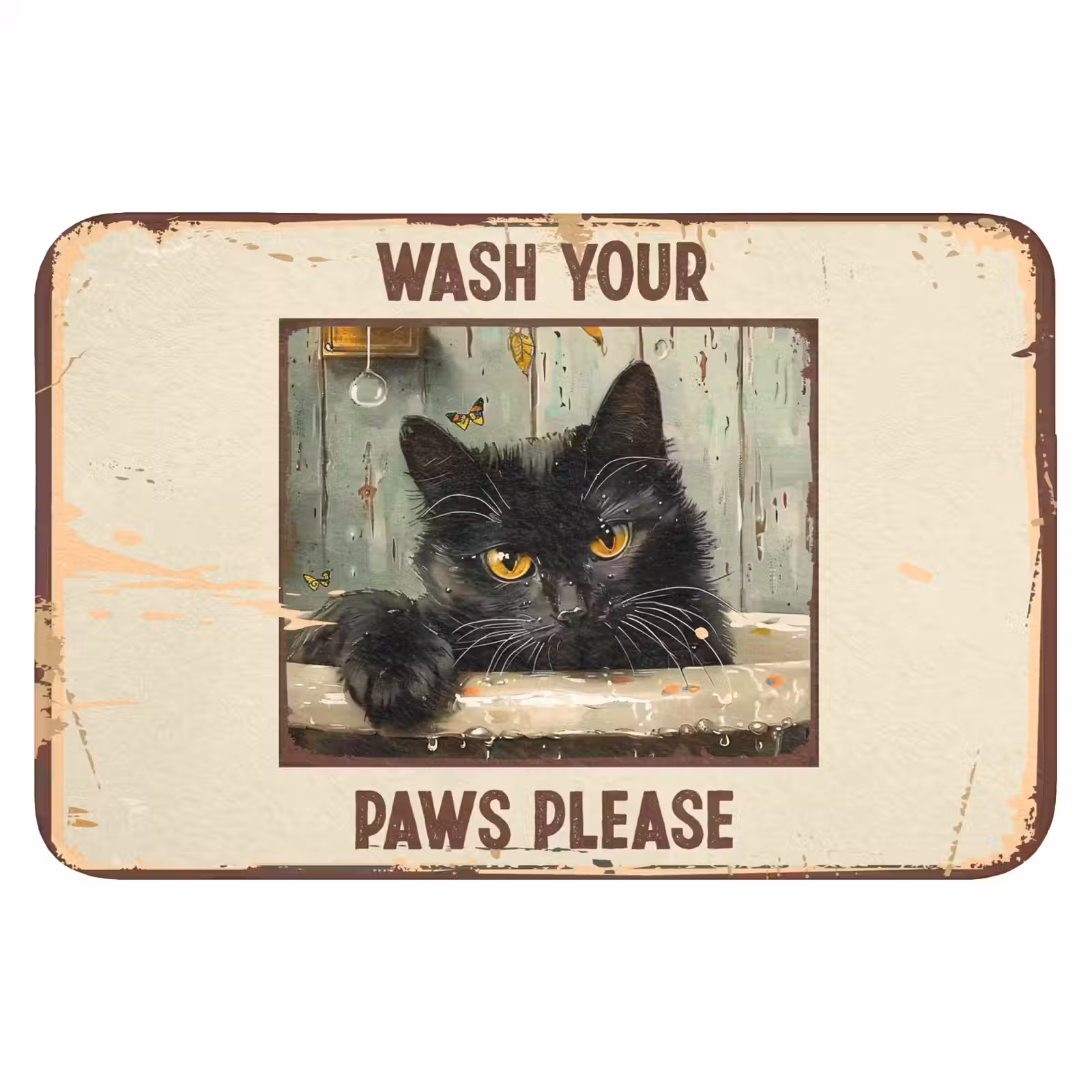 WC Mat - Vintage - Kat - Quotes - Wash your paws please - Spreuken — 1