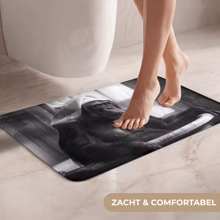 WC Mat - Aap - Dier - Bad - Zwart - Wit - Humor — 7