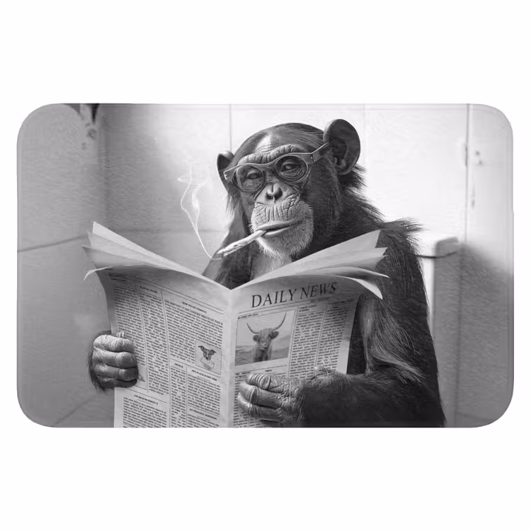 WC Mat - Chimpansee - Aap - Krant - WC - Humor — 1