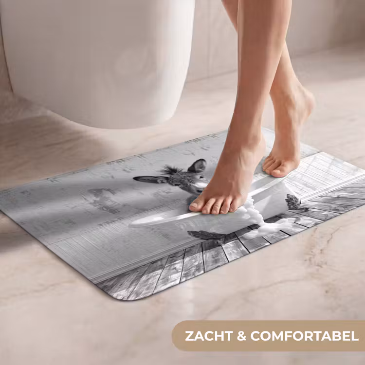 WC Mat - Ezel - Dier - Vintage - Badkuip - Zwart - Wit — 7