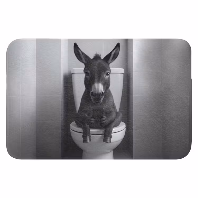WC Mat - Ezel - Telefoon - Toilet - Zwart - Wit — 1