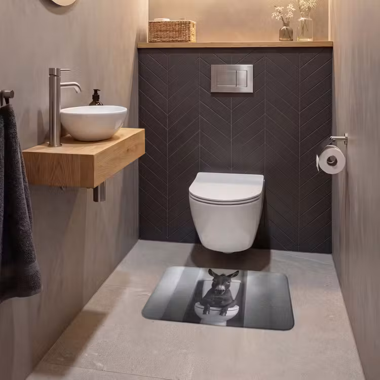 WC Mat - Ezel - Telefoon - Toilet - Zwart - Wit — 2