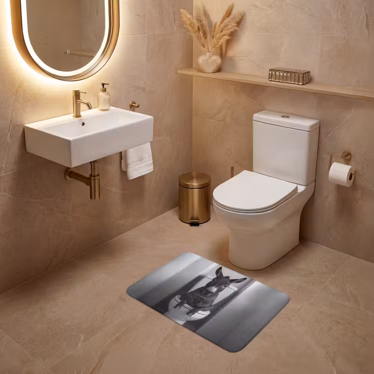 WC Mat - Ezel - Telefoon - Toilet - Zwart - Wit — 4