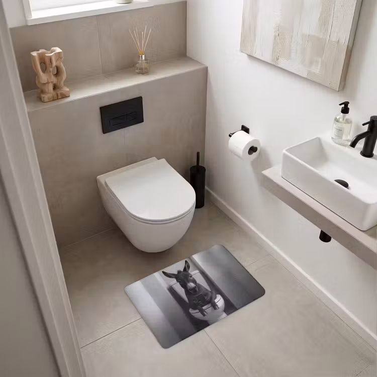 WC Mat - Ezel - Telefoon - Toilet - Zwart - Wit — 6