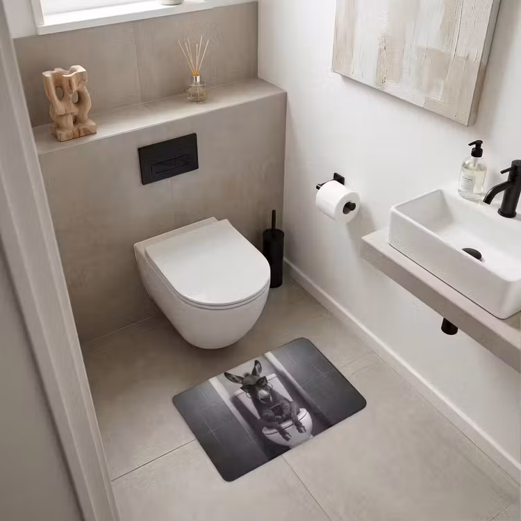 WC Mat - Ezel - Telefoon - Toilet - Zwart - Wit — 6