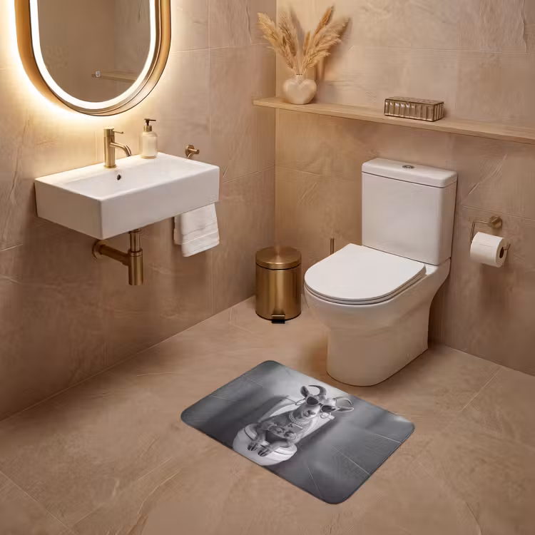 WC Mat - Geit - Telefoon - Toilet - Zwart - Wit — 4