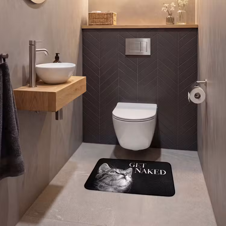 WC Mat - Kat - Dieren - quote - Get naked - Zwart — 2