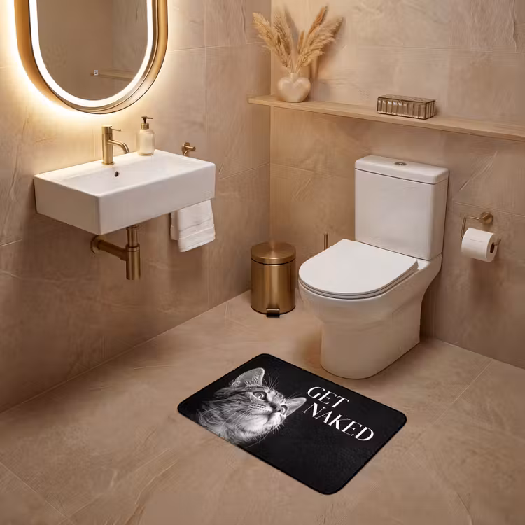 WC Mat - Kat - Dieren - quote - Get naked - Zwart — 4