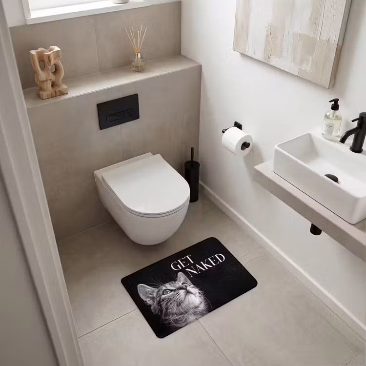 WC Mat - Kat - Dieren - quote - Get naked - Zwart — 6