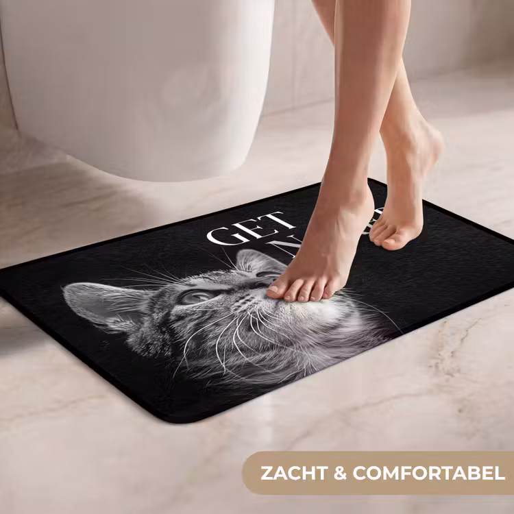 WC Mat - Kat - Dieren - quote - Get naked - Zwart — 7
