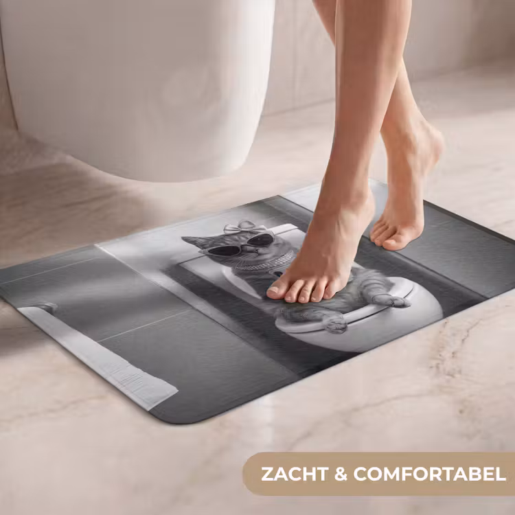 WC Mat - Kat - Telefoon - Toilet - Zwart - Wit — 7
