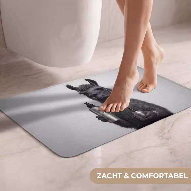 WC Mat - Lama - Flessen - Zwart - Wit — 7