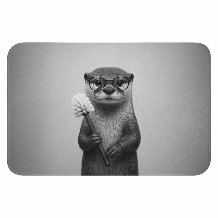 WC Mat - Otter - Wc-borstel - Bril - Zwart - Wit — 1