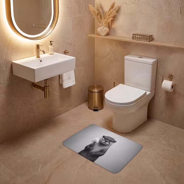WC Mat - Otter - Wc-borstel - Bril - Zwart - Wit — 4