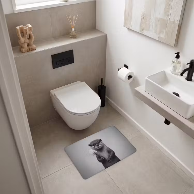 WC Mat - Otter - Wc-borstel - Bril - Zwart - Wit — 6