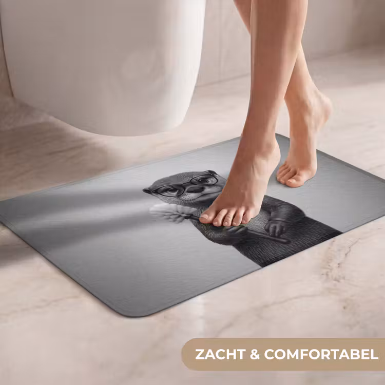 WC Mat - Otter - Wc-borstel - Bril - Zwart - Wit — 7