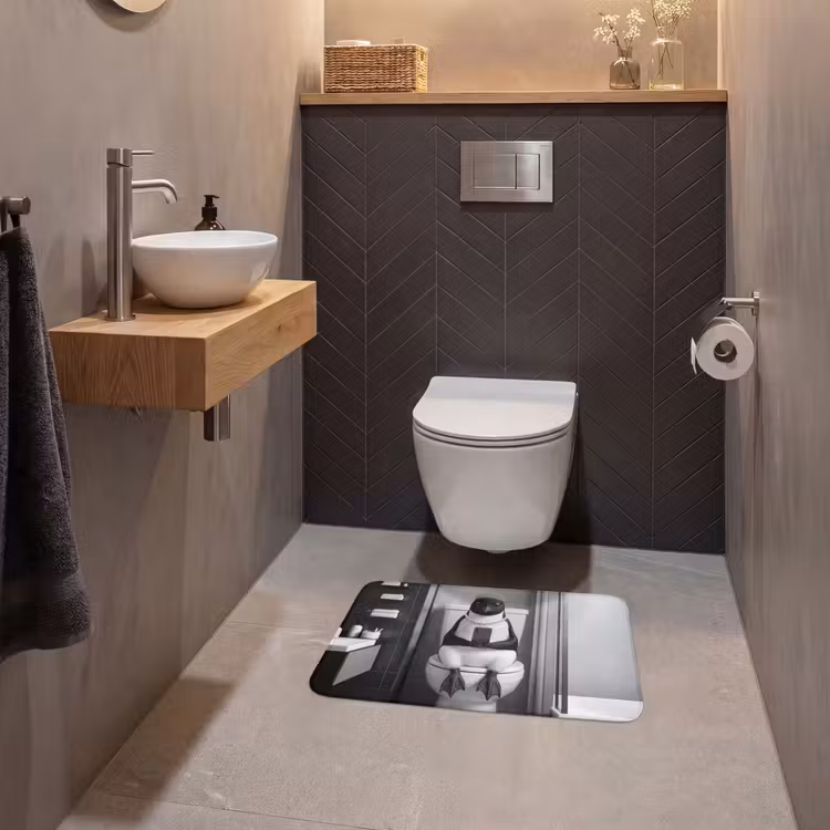WC Mat - Pinguïn - Telefoon - Toilet - Zwart - Wit — 2