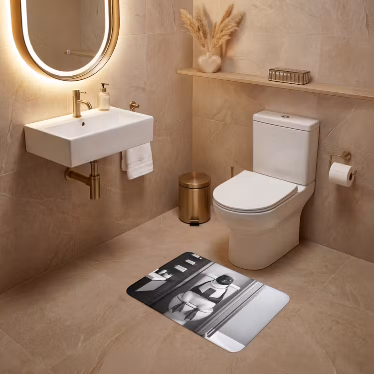 WC Mat - Pinguïn - Telefoon - Toilet - Zwart - Wit — 4