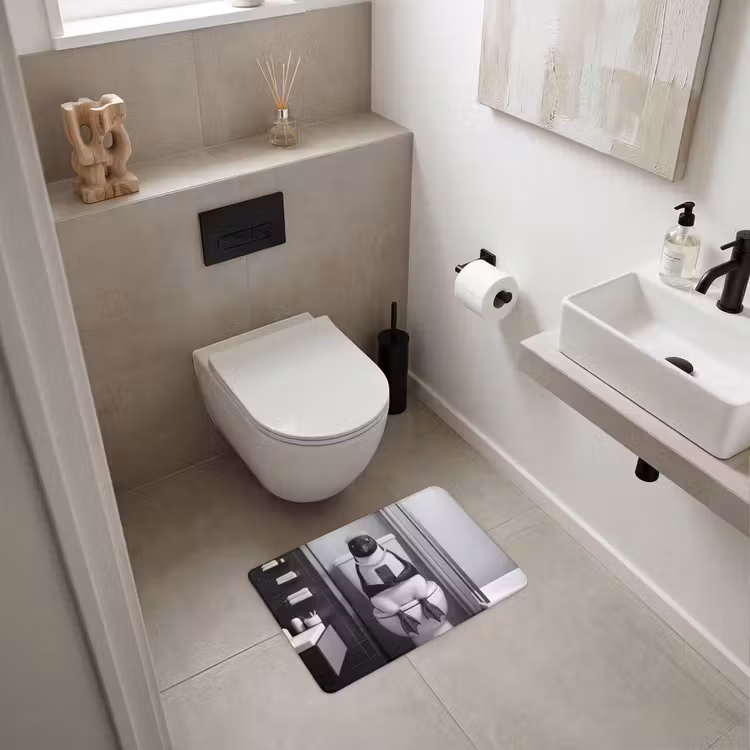 WC Mat - Pinguïn - Telefoon - Toilet - Zwart - Wit — 6