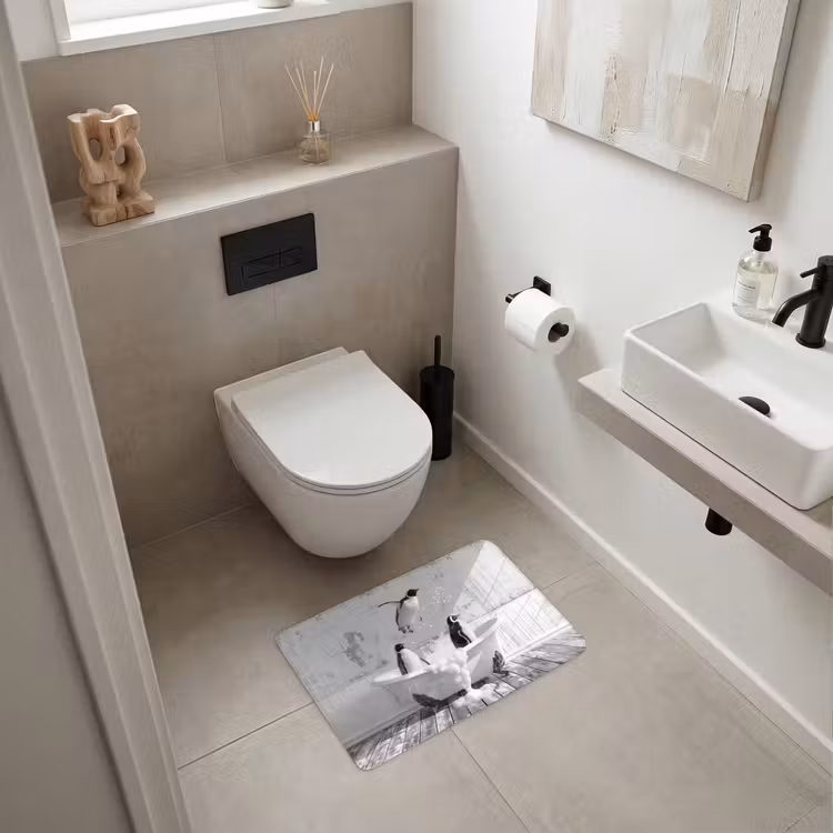 WC Mat - Pinguïns - Vintage - Dieren - Zwart - Wit — 6