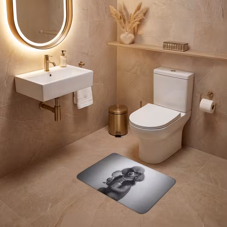 WC Mat - Poedel - Spiegel - Zwart - Wit — 4