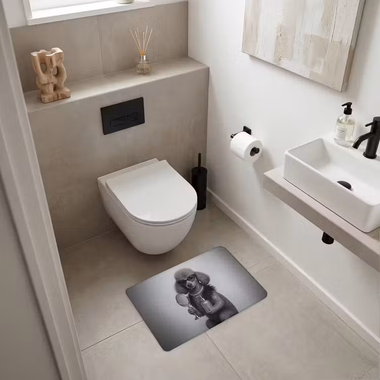 WC Mat - Poedel - Spiegel - Zwart - Wit — 6