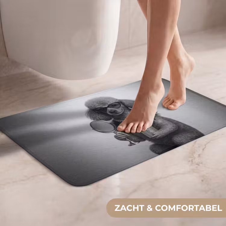 WC Mat - Poedel - Spiegel - Zwart - Wit — 7