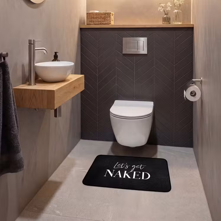 WC Mat - Quotes - Let's get naked - Zwart - Spreuk — 2