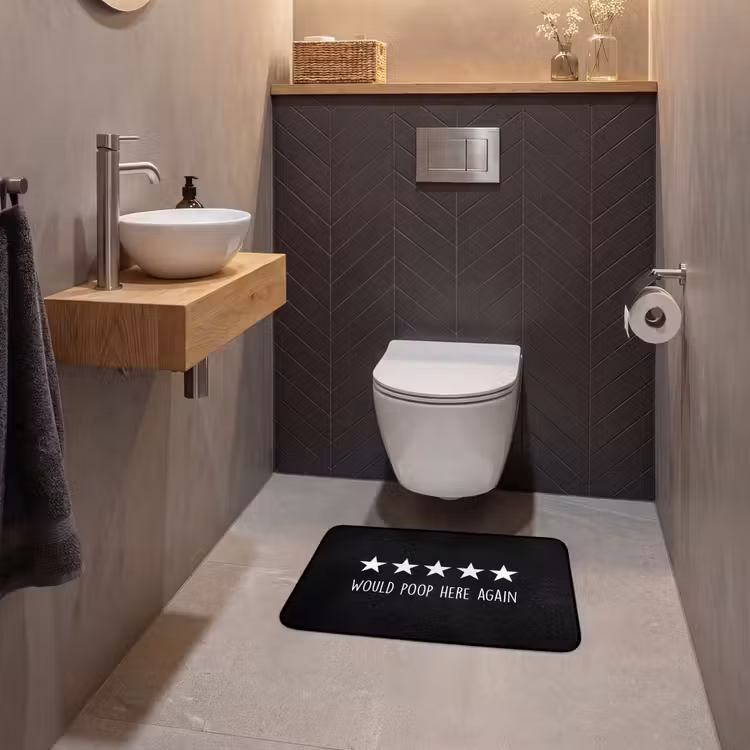 WC Mat - Quotes - Would poop here again - Humor - Zwart - Spreuk — 2