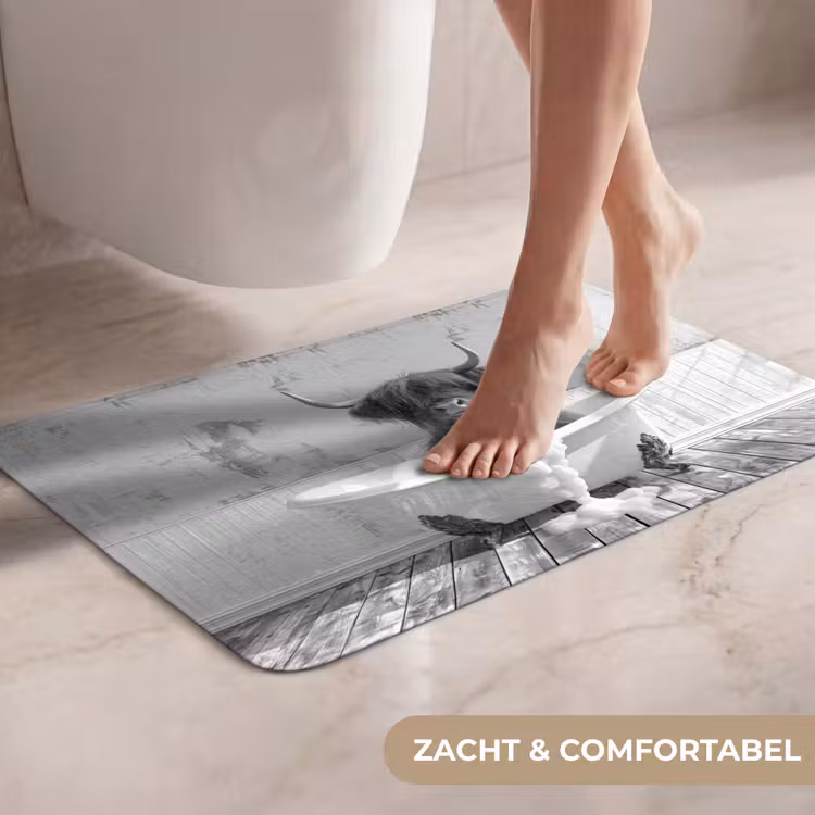 WC Mat - Schotse Hooglander - Dier - Badkuip - Zwart - Wit — 7