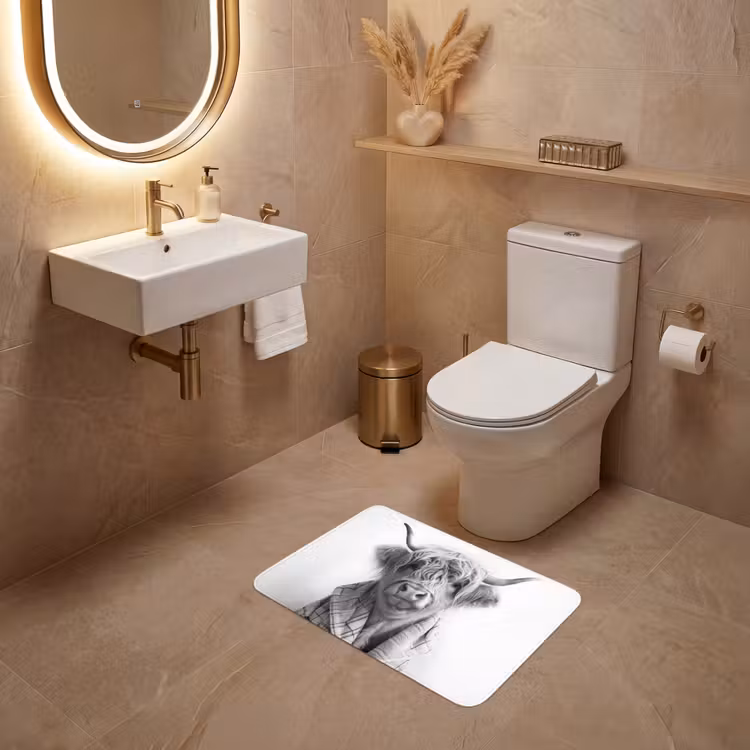 WC Mat - Schotse Hooglander - Koe - Badjas - Zwart wit — 4