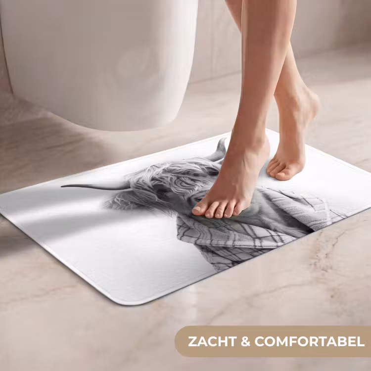 WC Mat - Schotse Hooglander - Koe - Badjas - Zwart wit — 7