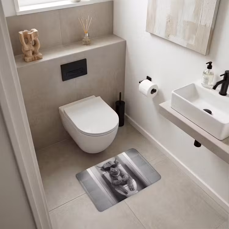 WC Mat - Stier - Telefoon - Toilet - Zwart - Wit — 6
