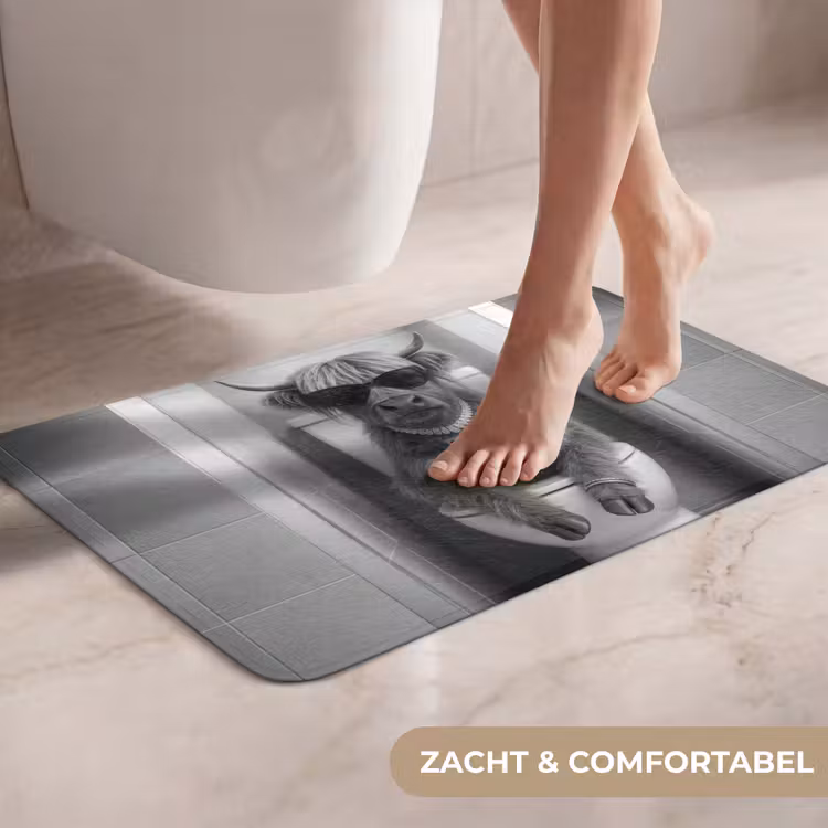 WC Mat - Stier - Telefoon - Toilet - Zwart - Wit — 7